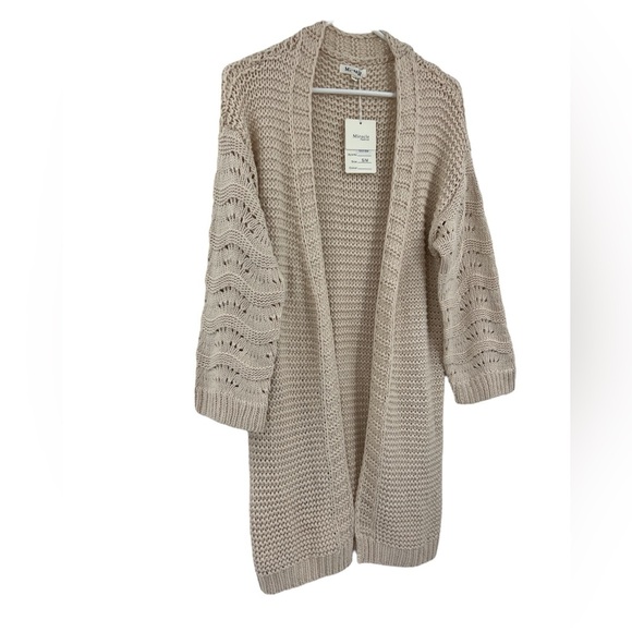 Miracle, long cable knit open from beige size S/M cardigan NWT’S - Picture 2 of 7